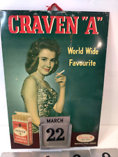 Vintage CRAVEN 'A' Picture Tin Calendar w/Metal Days & Months picture