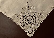 Antique Off-white Italian Punto Trafore Ornamental Design Large Doily, Cloth picture