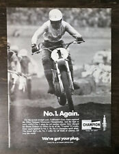 Vintage 1974 Champion Spark Plugs Gary Jones Motocross Championship Full Page Ad picture