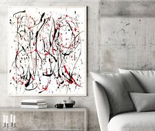 Sale Abstract Red Black HANDMADE Painting Framed 24