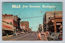 Vancouver WA-Washington, Heart of Main Business Section Vintage Postcard picture
