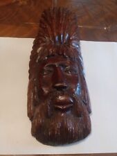 Wood Folk Art Statue Hand Carved Rasta Jamaican? Vtg Retro Hanging Wall picture