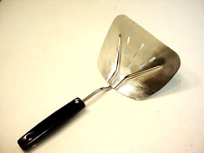 Vtg Foley Script Wide Slotted Spatula  Pancake Flipper Stainless Black Handle picture