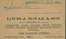 1925 CHICAGO IL LOUIS J. NOVAK & SON PRESERVES JAMS JELLIES FRUIT INVOICE 31-7 picture