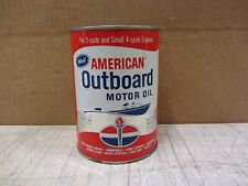 VTG FULL QUART AMOCO AMERICAN OUTBOARD OIL CARDBOARD CAN GAS 2 CYCLE BOAT MOTOR picture