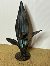 Vintage Gatco Bronze Flower Sculpture Candlestick Candle Holder Botanical Lily picture