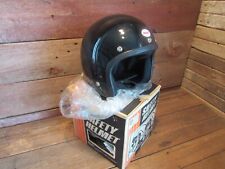 Vintage 1970's Grant Black Motorcycle Helmet Half Face With Original Box picture