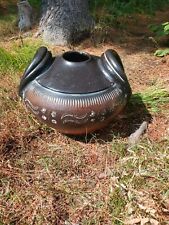 Vintage Clay Native American Vessel pot Horn Shaped Handles  pottery decorative picture