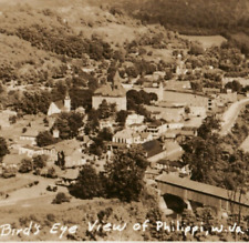 c1940 Aerial View Philippi WV RPPC Covered Bridge WWII Era Barbour Co Courthouse picture
