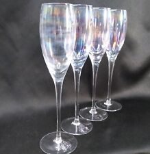 4 Iridescent Champagne Flutes 9.75 Inches Tall Iridescent Bowl Plain Stem & Base picture