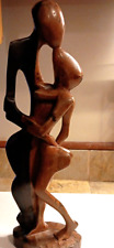 Lovers Kissing African Wood Carving Sculpture In Dark Brown and Black Color picture