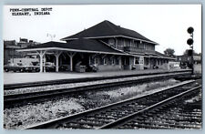 Elkhart Indiana IN Postcard Penn Central Depot c1950's Unposted RPPC Photo picture