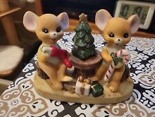 Enesco 1979 Vintage Christmas Mice Mouse Tree Cottage Core Scene picture