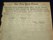 1918 AUGUST 31 NEW YORK TIMES - FRENCH TAKE HILL NEAR NOYON - NT 9195 picture