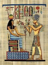 Ramesses offers the lotus flower, a symbol of love,to the goddess Isis 16x24inch picture