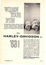 1962 Print Ad '63 Harley-Davidson Widen Your Fun Horizons Motorcycle Duo-Glide picture