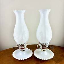 Pair Vintage White Milk Glass Lamps picture
