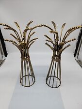 Wheat Candle Holders Wrought Iron Nesting Sheaf Gold Gilt Decorative Vintage MCM picture