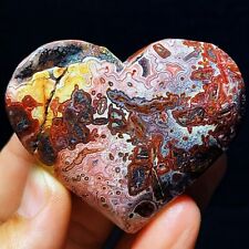 TOP 156G Natural Polished Mexico Crazy Agate Heart-Shaped Crystal Healing C149 picture