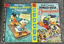 Dell Giant Donald Duck #1 1955 & Donald And Mickey in Disneyland #1 1958 Lot GD picture
