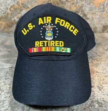US AIR FORCE RETIRED Baseball Cap Mens OS Eagle Crest Snapback W/Service Ribbons picture