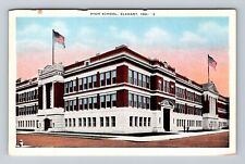 Elkhart IN-Indiana, Panoramic View Public High School, Antique Vintage Postcard picture