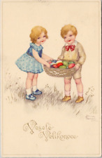 Hannes Petersen Artist Children Easter Eggs Vesele Velikonoce Czech Postcard H56 picture