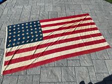 Nice Antique Folk Art 48 Star American Muslin Flag USA 5' x 9'-8
