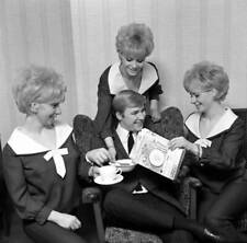 Pop group Bell sisters from Liverpool serve cereal to Alan Dav- 1965 Old Photo picture