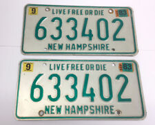 Lot 2 1980s 1983 New Hampshire NH License Plate Pair Set 633402 Live Free Or Die picture