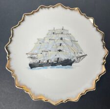 Vintage Japan Nautical Sailing Ship Gold Edge Decorative Plate 7.25