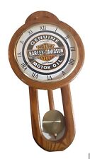 Rare Vintage Harley Davidson Wall Clock Working Pengulum 22* Tall Real Wood picture