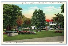 1942 Flowers And Monument Central Park Lakeside Ohio On Lake Vintage Postcard picture
