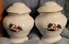 VINTAGE Christmas holiday porcelain Salt And Pepper Shakers Set picture