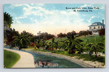 Postcard St Petersburg FL Florida Roser Park River & Park View CT Photochrom picture