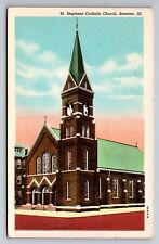 St. Stephens Catholic Church Streator Illinois Vintage Posted 1952 Postcard picture