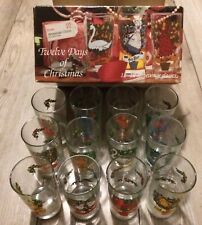 Vintage 1980's 12 Days Of Christmas Tumblers Glasses New Never Used picture