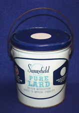 Vintage SUNNYFIELD PURE LARD 4 lbs. Metal Bucket Style Can w/Handle A&P Grocery picture