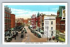 Lowell MA-Massachusetts, View Of Central Street, Vintage Postcard picture