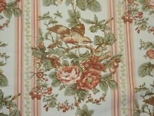 Vintage Waverly Blush Sage Birds Roses Shabby Cottage Decorator Fabric 56