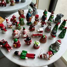 HUGE LOT Vintage Wooded Hand Painted Christmas Holiday Ornaments picture