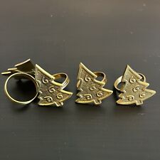 Set of 4 Vintage Brass Christmas Tree Napkin Rings picture