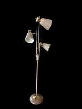 Vintage Gerald Thurston Lightolier Enamel MCM Adjustable 3 Cone Floor Lamp Taupe picture