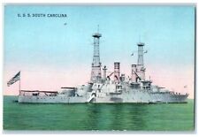 c1910 U.S.S. Steamer Battleship Armament South Carolina Vintage Antique Postcard picture