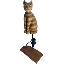 VTG Folk Art Tabby Cat Wall Candle Sconce Holder Great American Ornament 1983 picture