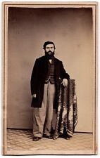 ANTIQUE CDV C. 1860s S.F. RODKEY HANDSOME BEARDED MAN WATERLOO CITY INDIANA picture