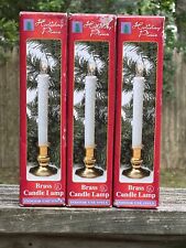 Lot Of 3 - Brass Window Candlestick Vintage Candle Lamp Christmas 3 Pack Bundle picture