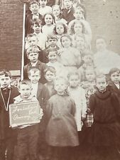 Antique Mounted Photo Early School Class Louisburg Kansas Primary 1909 picture