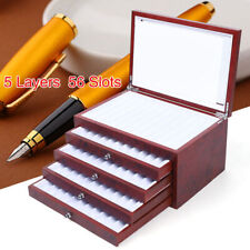 3 / 5 Layers 34 Slots Exquisite Wooden Pen Fountain Display Case Storage Box picture
