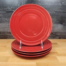 Rachael Ray Double Ridge Salad Plate Set of 4 Stoneware Crimson Red 8